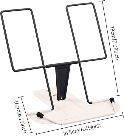 Metal Book Stand for Desk, Adjustable Reading Rest Book Holder, Portable Cookbook Documents Holder, Sturdy Typing Stand for Recipes Textbooks Tablet Music Books with Page Clips (Green)