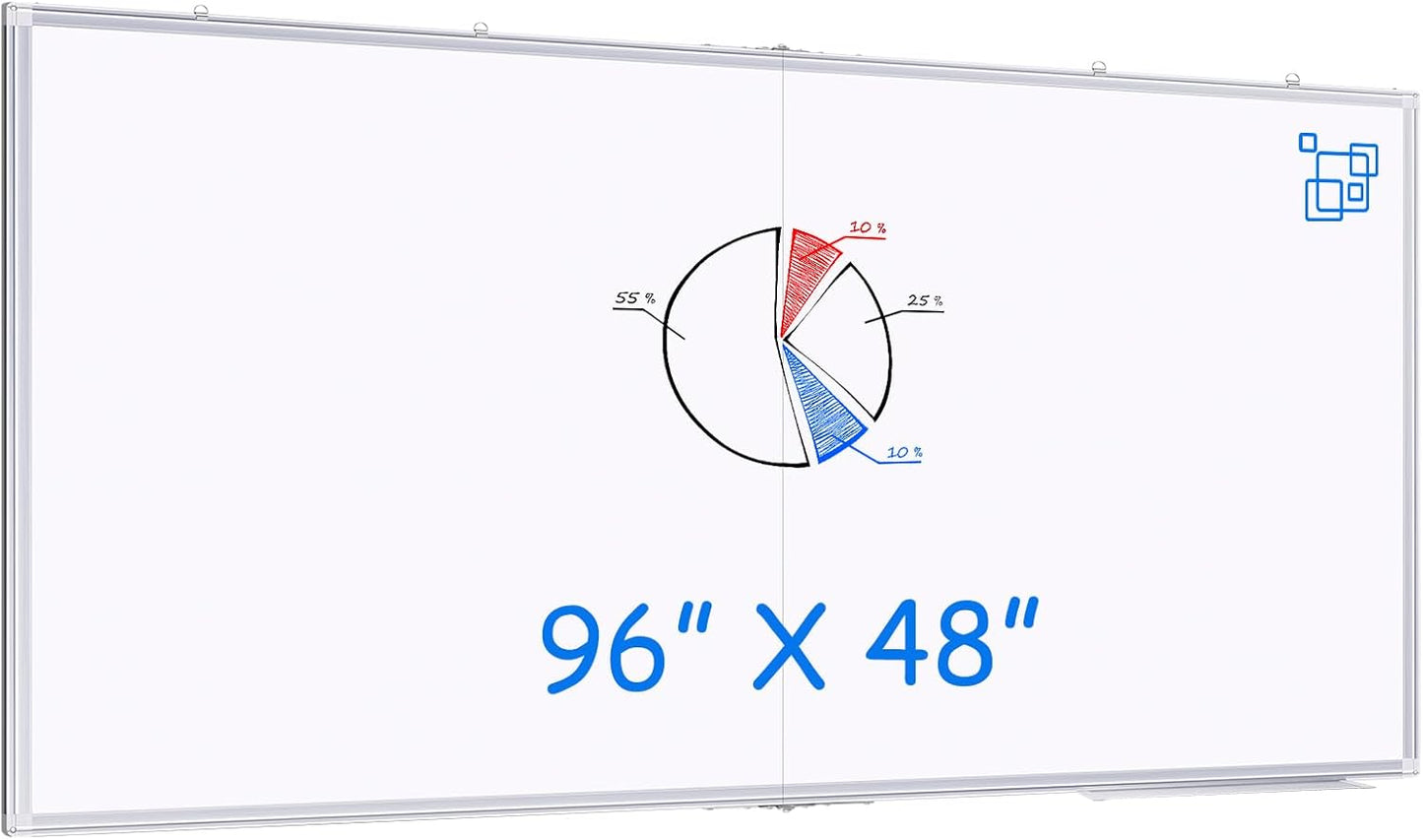 Magnetic White Board Dry Erase Board for Wall，72" x 40" Wall-Mounted Aluminum Frame Marker Board, Foldable Portable Whiteboard with a Long Pen Tray for School, Classroom, Office & Home