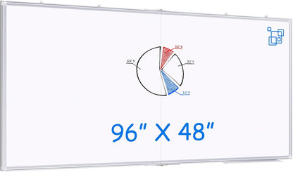 Magnetic White Board Dry Erase Board for Wall，72" x 40" Wall-Mounted Aluminum Frame Marker Board, Foldable Portable Whiteboard with a Long Pen Tray for School, Classroom, Office & Home