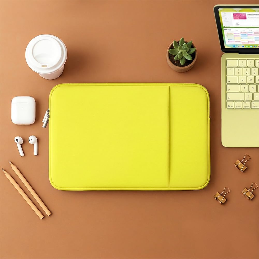 Laptop Sleeve for MacBook Neo/Air/Pro 13 inches A18/M5/M4/M3/M2/M1 Chip 2026-2020 A3404 A3449 A3240 A3113 with 2 Pockets Tablet Bag Case Accessories (Bright Pink)