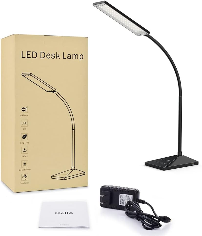 Vansuny Clip on Light LED Desk Lamp with Eye-Caring LED Light and Metal Clip, 6 Level Brightness 3 Color Modes, Power by USB Port 5W Adjustable Neck Reading Lamp for Home and Office (5W, Black)