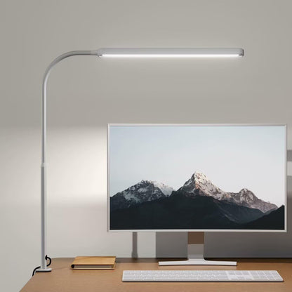 SUPERDANNY Eye-Caring LED Desk Lamp 360° Flexible Gooseneck Work Lamp with Desk Side Clamp Touch Control 3 Light Colors Smooth Dimming Task Lighting Reading Light for Home Office College Dorm, Black