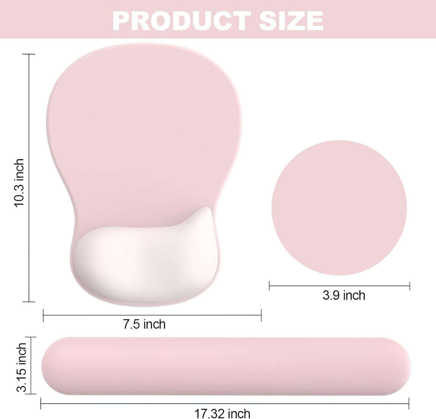 Ergonomic Mouse Pad with Wrist Rest and Keyboard Wrist Rest, Gel Mousepad and Wrist Rest for Computer Keyboard, Pain Relief, Non-Slip PU Base, Mouse Pad with Wrist Support for Gaming, Office, Brown