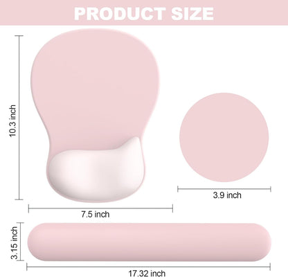 Ergonomic Mouse Pad with Wrist Rest and Keyboard Wrist Rest, Gel Mousepad and Wrist Rest for Computer Keyboard, Pain Relief, Non-Slip PU Base, Mouse Pad with Wrist Support for Gaming, Office, Brown