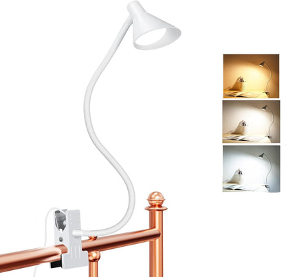 Clip on Light LED Reading Light for Books in Bed, Eye Care Dimmable Reading Lamp 3 Color & 10 Brightness Levels Flexible Clip on Lamp Reading Light for Bed Headboard Bedside Dorm Desk Table - Black