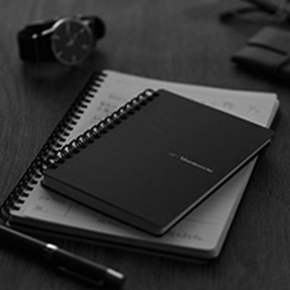 Maruman Mnemosyne Dot Grid Notebook- A5, 8.27" x 6.34", 80 Sheets / 160 Pages, 5mm Dotted Journal, Perforated Pages & Wire-Bound to Lay Flat, Black, Made in Japan
