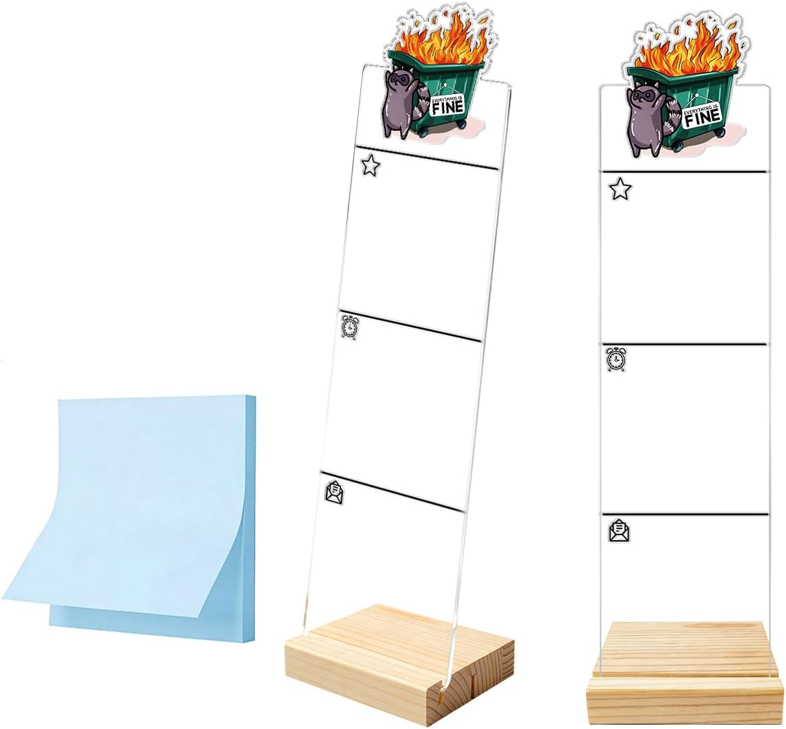 Monitor Memo Board Computer Monitor Memo Board Sticky Note Organizer Kidney Acrylic Desk Accessories Removable Wooden Base Set Sticky Notes 100 Sheets 11.8×3.1 inches