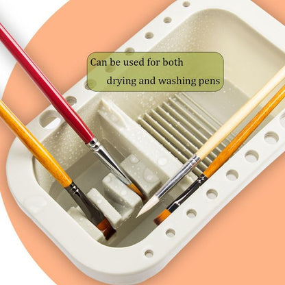 Multi-Use Paint Brush Basin with Brushes Holder, Washer, Trays, Palette Box - Artist Cleaner Cup for Watercolor Oil Acrylic Gouache Painting with Lid