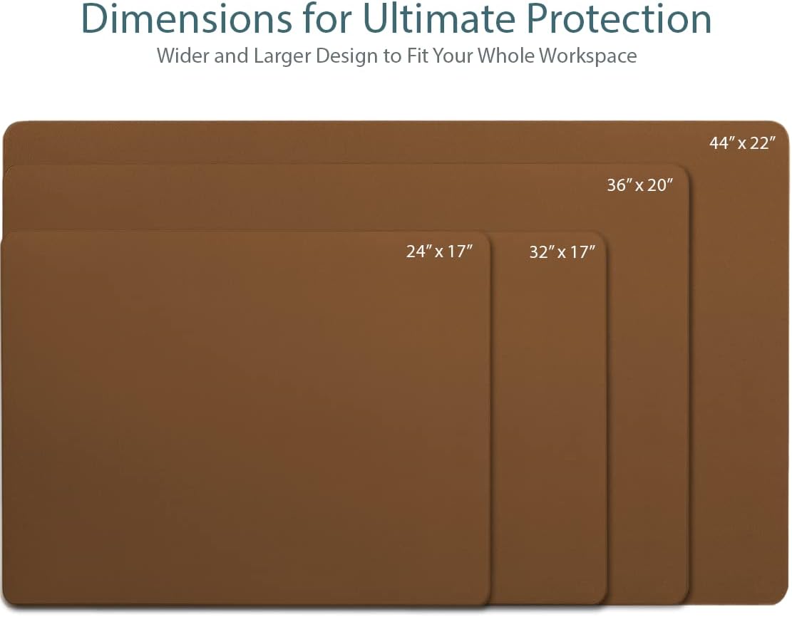 Leather Desk Pad 36" x 20", Vine Creations Office Desk Mat Waterproof Black - Premium Quality - Smooth Mouse Writing Surface - Maximum Protection Dual-Sided Pu Leather Blotter for Desk Office/Home