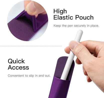 MoKo Pencil Holder Sticker Fit Apple Pencil Pro, Apple Pencil (USB-C), iPencil 1st/2nd Generation, Elastic Pencil Pocket Pouch Adhesive Sleeve Attached to iPad Case for Stylus Pens,Black