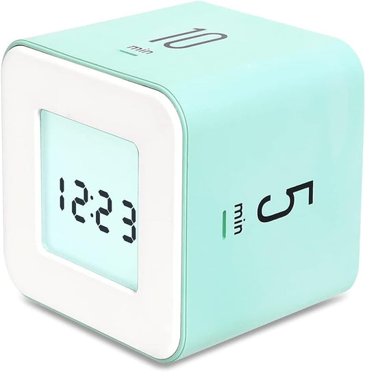 mooas Multi Clock Time Cube Timer (White), Alarm & Backlight Desk Productivity for ADHD Kids Classroom Study, Kitchen, Cooking, Desk, Office, Time Management 5,15,30,60 min Timer Various Setting