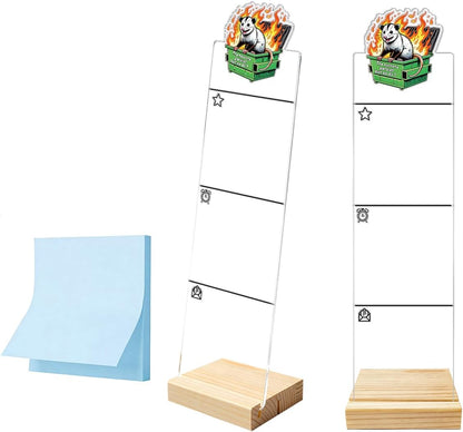 Monitor Memo Board Computer Monitor Memo Board Sticky Note Organizer Kidney Acrylic Desk Accessories Removable Wooden Base Set Sticky Notes 100 Sheets 11.8×3.1 inches