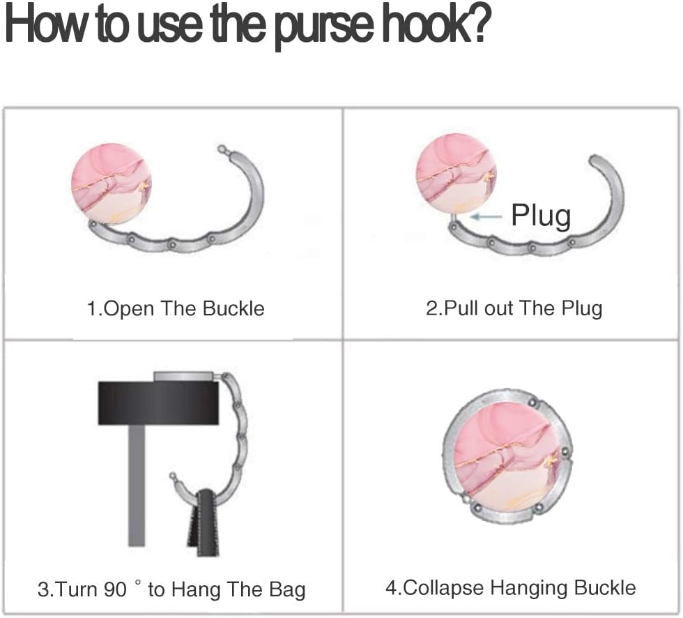 Bosketo Foldable Purse Hook Womens Bag Table Hanger Collection Desk Hooks for Purse (3pack Pretty Floral Hook)