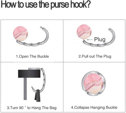 Bosketo Foldable Purse Hook Womens Bag Table Hanger Collection Desk Hooks for Purse (3pack Pretty Floral Hook)