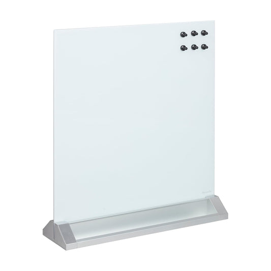 ECR4Kids MessageStor Glass Dry-Erase Board with Storage Stand and Magnets, White Board, White