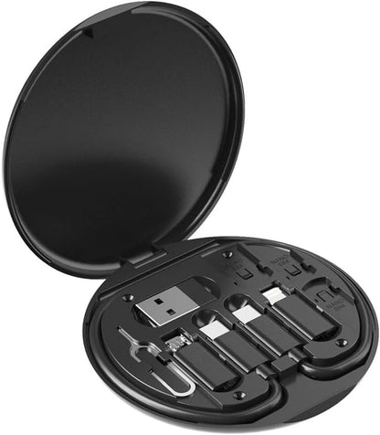 ZALUJMUS Multifunctional Data Cable Storage Box Adaptor for USB-C and Micro-USB Devices Universal Data Transfer Cable
