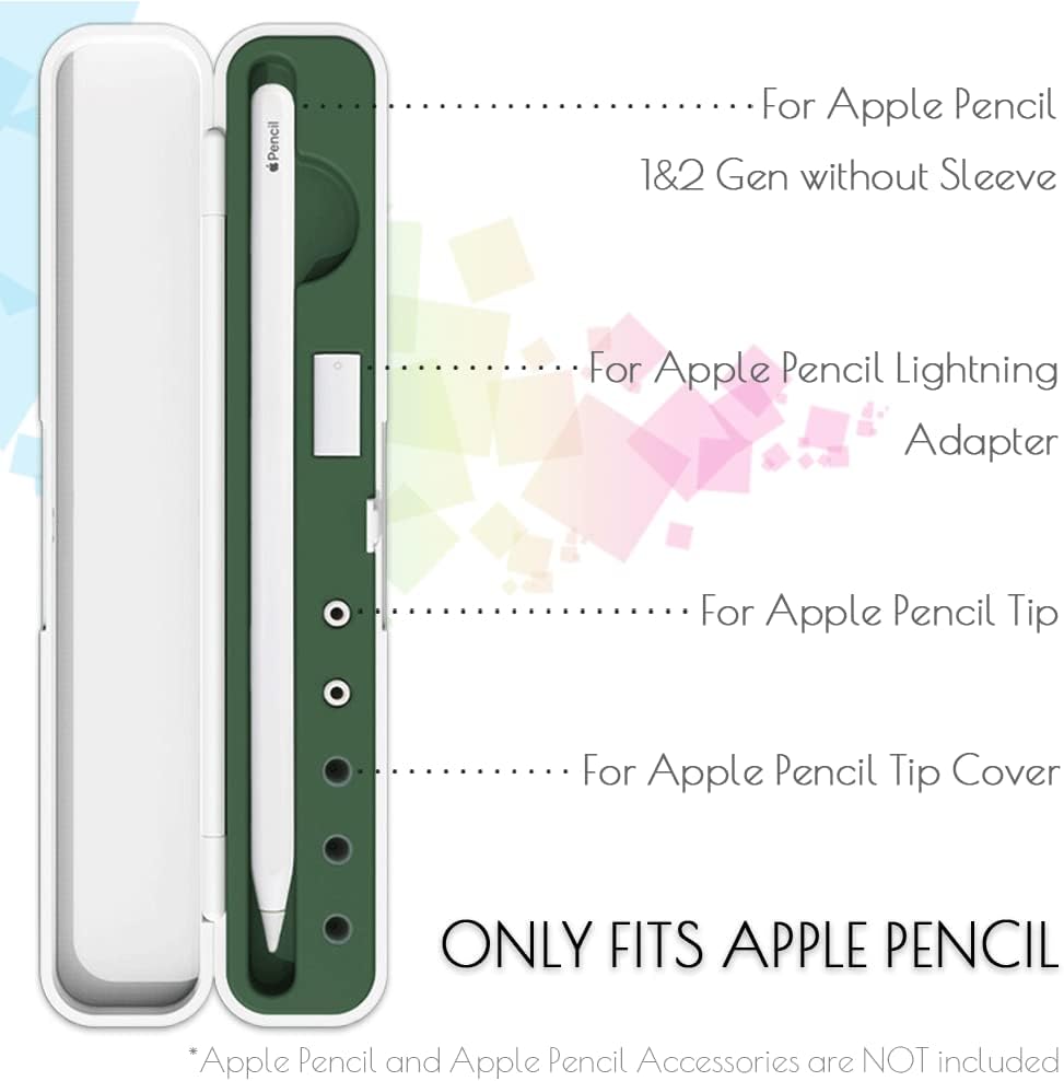 Carrying Case for Apple Pencil 2nd Gen and 1st Generation - Storage Box with Lid - Pen Protective Case for iPad Pencil - Holder Accessories - Shock-Absorption (Black)
