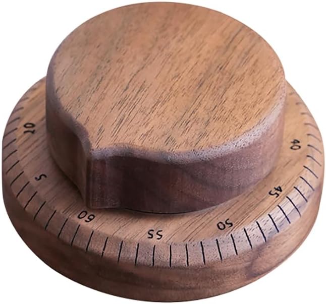 Walnut Wood Kitchen Timer – 60 Minute Mechanical Countdown, Wooden Cooking Timer for Baking, Study & Home (8cm)