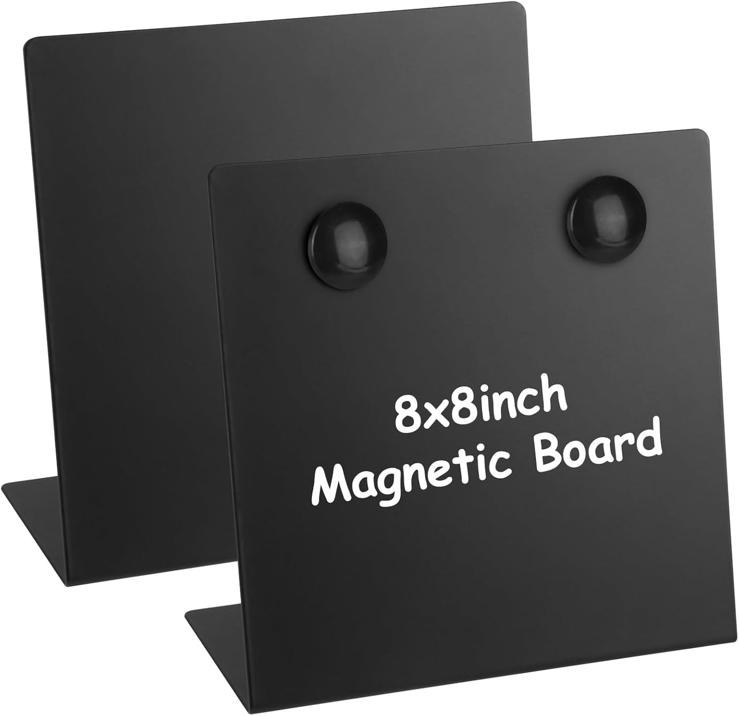 Magnetic Bulletin Board with Stand, 8x8inch Magnet Display Stand, Metal Tabletop Memo Board with 2 Magnets for Home, Kitchen, School, Office Supplies