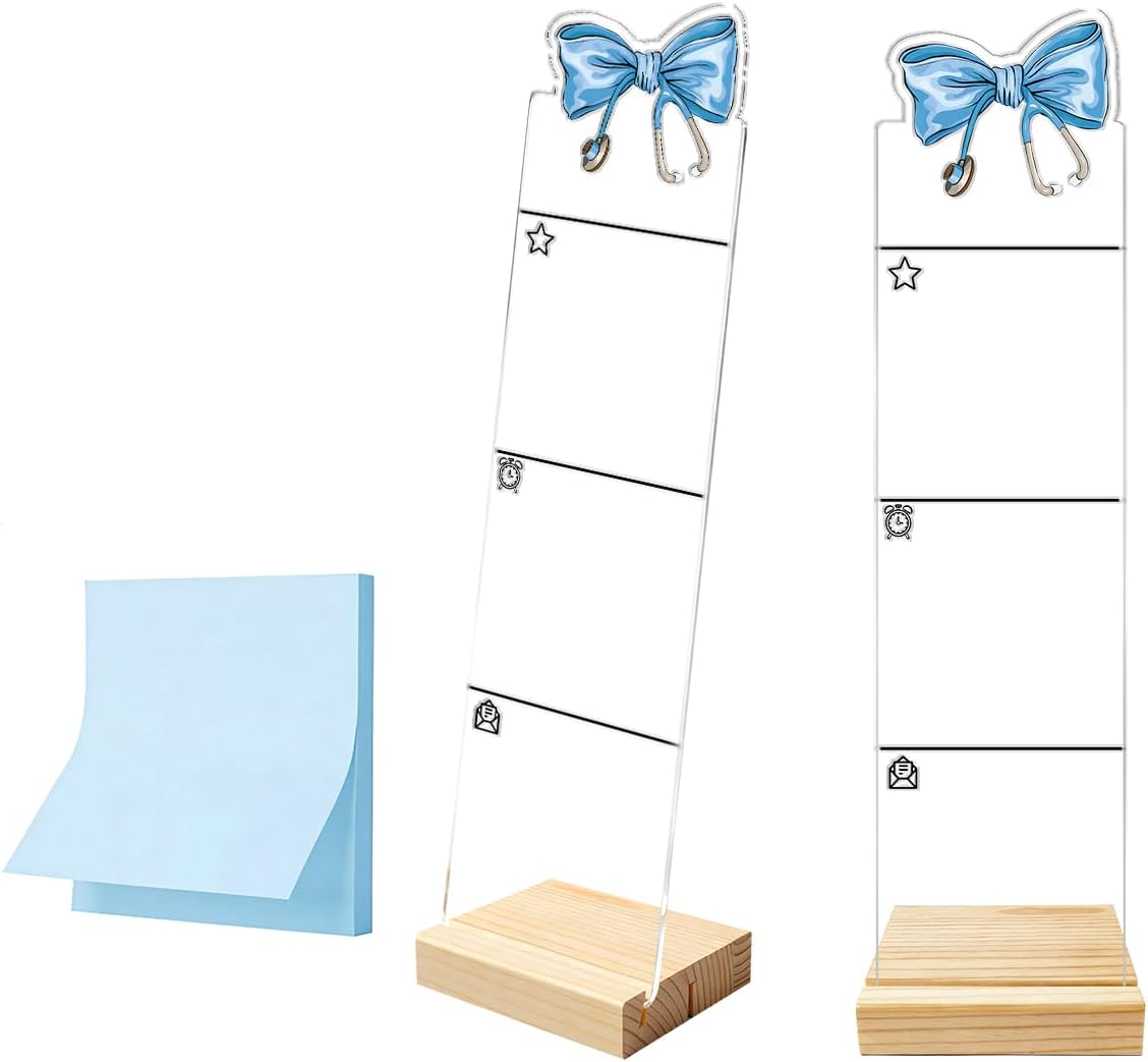 Monitor Memo Board Computer Monitor Memo Board Sticky Note Organizer Kidney Acrylic Desk Accessories Removable Wooden Base Set Sticky Notes 100 Sheets 11.8×3.1 inches