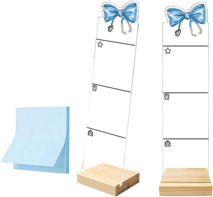 Monitor Memo Board Computer Monitor Memo Board Sticky Note Organizer Kidney Acrylic Desk Accessories Removable Wooden Base Set Sticky Notes 100 Sheets 11.8×3.1 inches