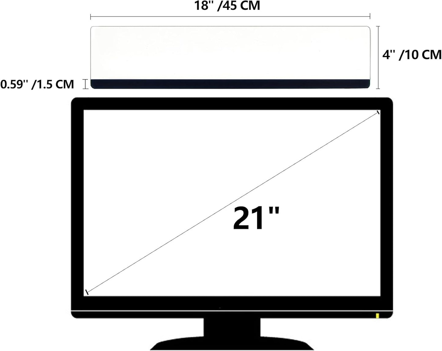 Monitor Memo Board Top Mount,18" Monitor Sticky Note Holder,Sticky Boards,Message Board for Computer Monitors
