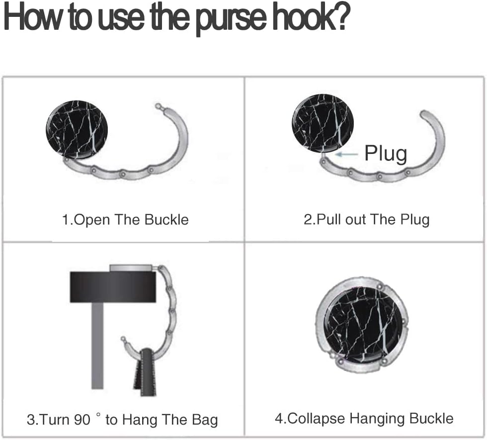 Bosketo Foldable Purse Hook Womens Bag Table Hanger Collection Desk Hooks for Purse (3pack Pretty Floral Hook)