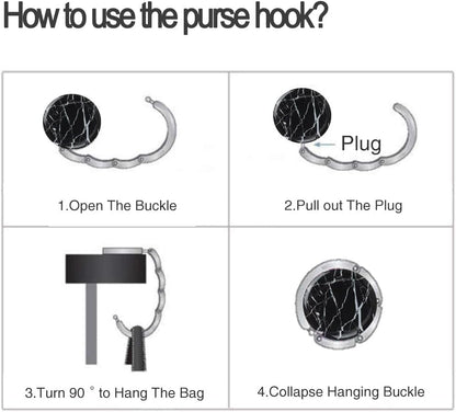Bosketo Foldable Purse Hook Womens Bag Table Hanger Collection Desk Hooks for Purse (3pack Pretty Floral Hook)