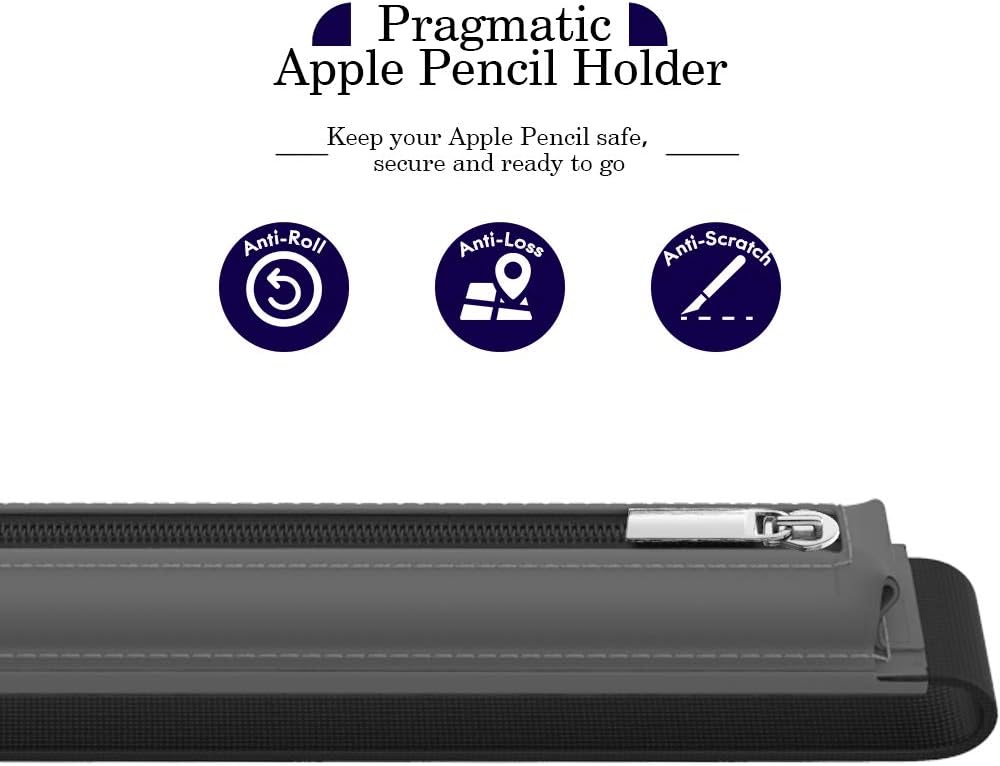 MoKo Pencil Case Fit Apple Pencil Pro, iPencil (USB-C), Apple Pencil 1st/2nd Generation, Stylus Pencil Sleeve PU Leather Zipper Pouch with Elastic Band for 9.7"-12.9" Tablet, Space Gray