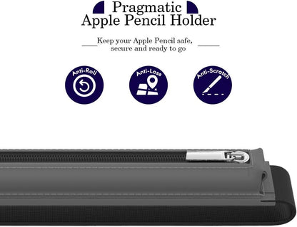 MoKo Pencil Case Fit Apple Pencil Pro, iPencil (USB-C), Apple Pencil 1st/2nd Generation, Stylus Pencil Sleeve PU Leather Zipper Pouch with Elastic Band for 9.7"-12.9" Tablet, Space Gray