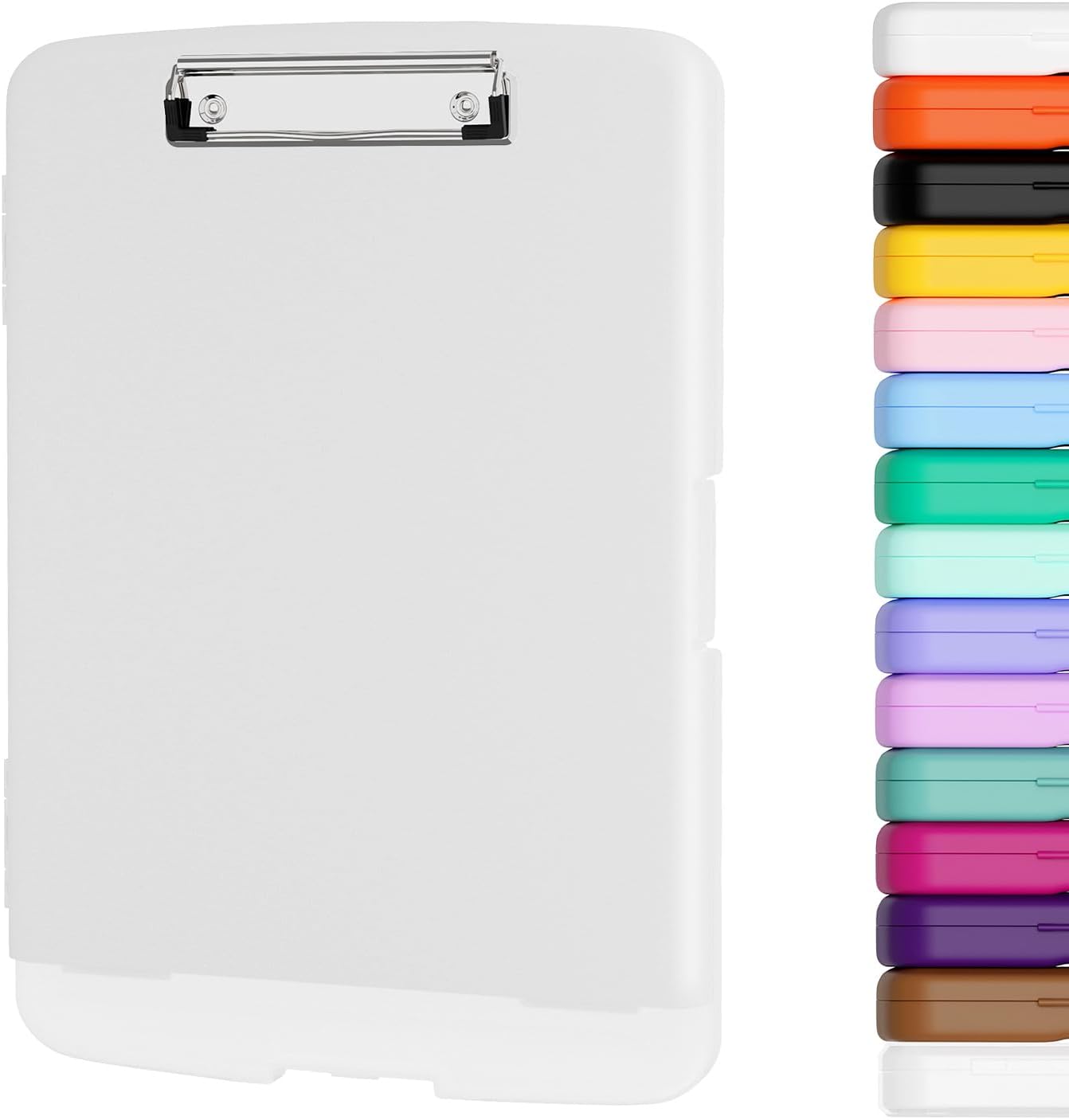 Piasoenc Clipboard with Storage, 8.5 x 11 Organization Box with Pen Holder and A4 Legal Paper Folder, Folio & Side-Opening, Low Profile Clip,for Nurses,Teachers, Size 14 x 9.6 x 1.2 in, Black