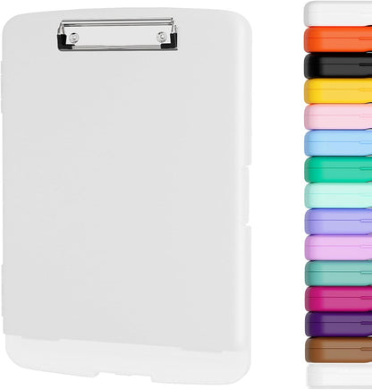 Piasoenc Clipboard with Storage, 8.5 x 11 Organization Box with Pen Holder and A4 Legal Paper Folder, Folio & Side-Opening, Low Profile Clip,for Nurses,Teachers, Size 14 x 9.6 x 1.2 in, Black