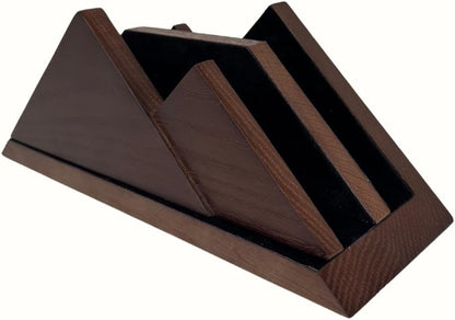 Dual Laptop Holder Vertical Stand 2 Slots Wooden - Dark Brown (Walnut Color) - Vertical Holder for Desk, MacBook Pro & Air, Desktop Organizer Made of Natural Wood, Adjustable Stand for Notebooks