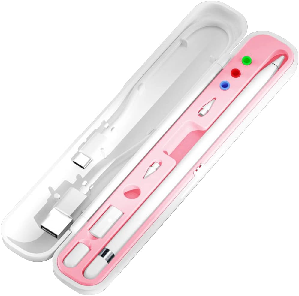 YINVA Pencil Case for Apple Pencil 1st/2nd Generation, Holder and Storage Box for iPad Pencil Accessories, Tips (Pink)