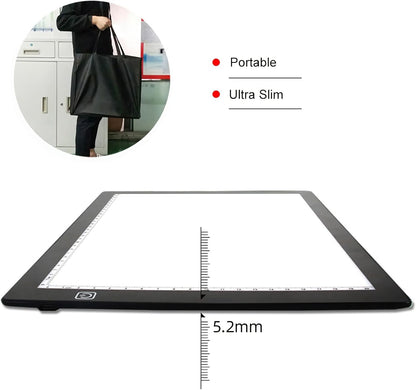 A1 Large Tracing Light Box, Magnetic Light Pad, Portable & Ultra-Thin LED Light Table Tracer Board, Artcraft Light Pad for Tatto Drawing, Sketching, Animation, 5D DIY Diamond Painting