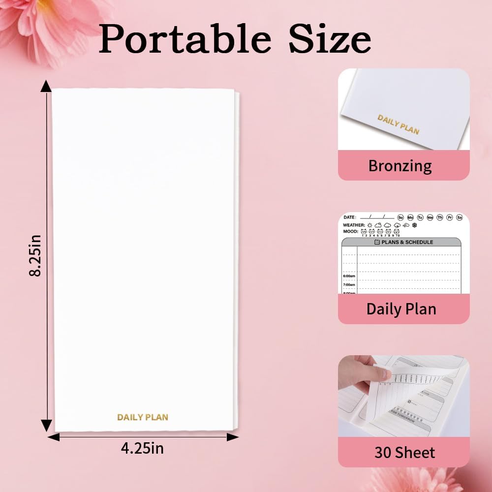 qianshan Travelers Notebook Inserts with PVC Sleeve,Undated Weekly Planner,Weekly To Do List Notepad,TN Journal,30 Sheets,8.5" x 4.7",Pocket Travelers Notebook for Journals,Diaries,Planners,Pink Cat