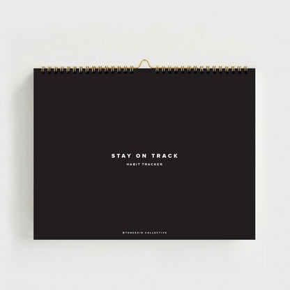 Stay on Track Habit Tracker Wall Calendar – Daily, Weekly & Monthly Habit Journal for Goal Setting & Productivity – Undated Spiral Planner by ThreeKin Collective