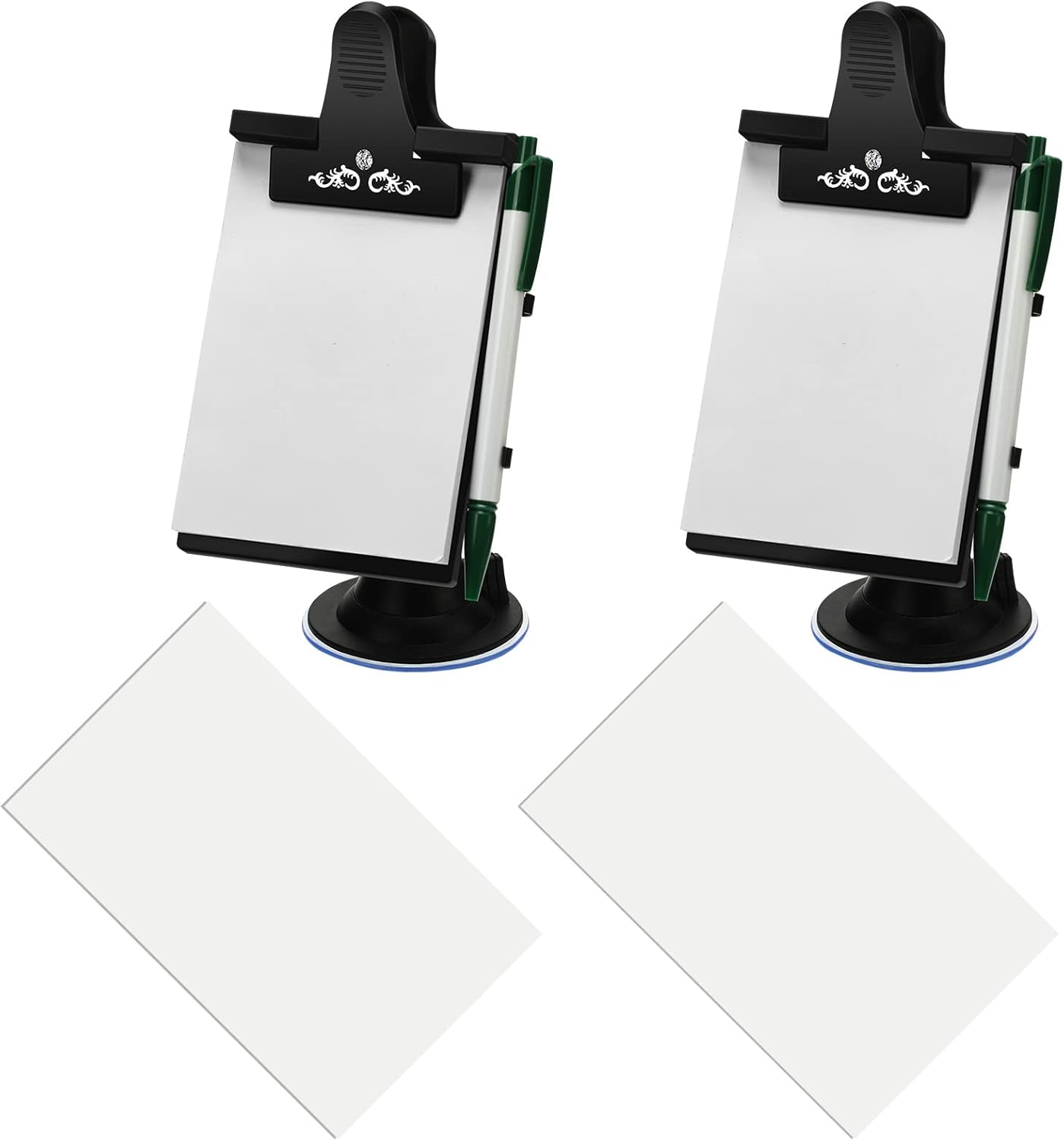 Harloon 2 Pcs Car Notepad Holder with Mount Car Memo Pad with Pen Pad Mount Clip Board Dashboard Clipboard Universal Suction Cup Message Flexible Neck Stationary Set for Home Office Kitchen Supplies