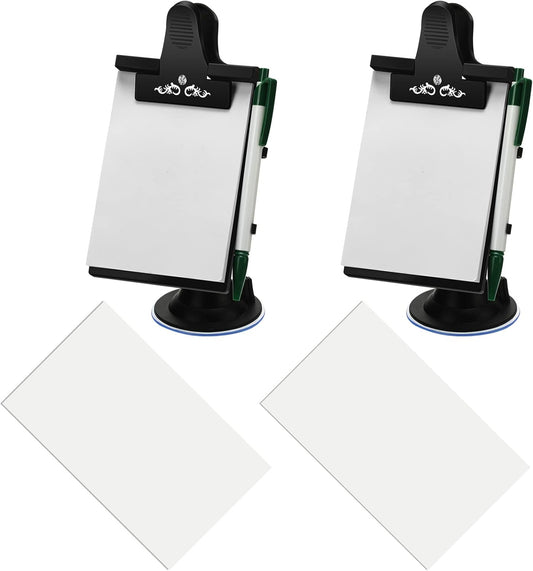 Harloon 2 Pcs Car Notepad Holder with Mount Car Memo Pad with Pen Pad Mount Clip Board Dashboard Clipboard Universal Suction Cup Message Flexible Neck Stationary Set for Home Office Kitchen Supplies