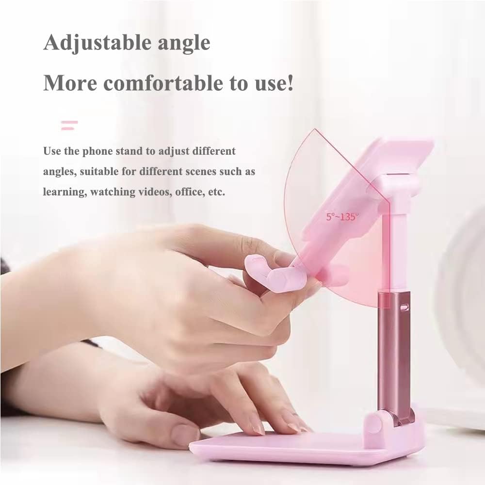 Meetuo 2 Pcs Cell Phone Stand, Adjustable Angle Height Phone Stand for Desk, Fully Foldable/Portable Phone Holder, Compatible with iPhone 17/16/15/14/13/12/Smartphones