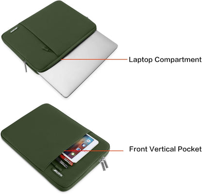 MOSISO Laptop Case 13.3 inch, 13-13.3 inch Laptop Sleeve Compatible with MacBook Air/Pro 13/Pro 14 M5 M4 M3 M2 M1, HP Dell ASUS Lenovo,Polyester Vertical Computer Sleeve Bag with Pocket, Antique Green - Colors A