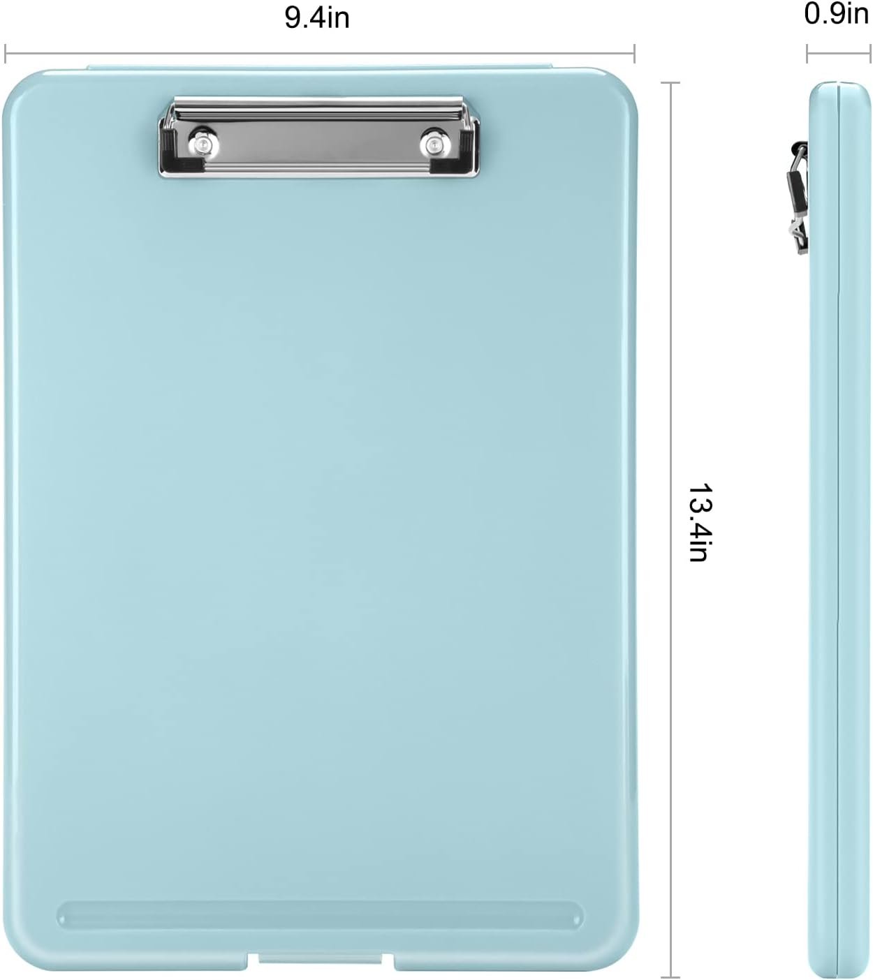 Sooez Clipboard with Storage, Plastic Storage Clipboards with Low Profile Clip, Nursing Clip Boards Foldable, Hanging Clipboard Case for Work, Teacher, Classroom Must Haves, Office School Supplies