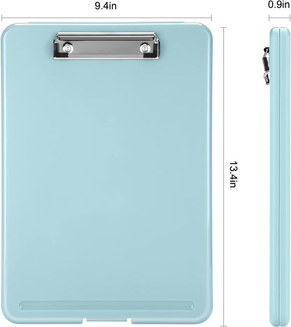 Sooez Clipboard with Storage, Plastic Storage Clipboards with Low Profile Clip, Nursing Clip Boards Foldable, Hanging Clipboard Case for Work, Teacher, Classroom Must Haves, Office School Supplies
