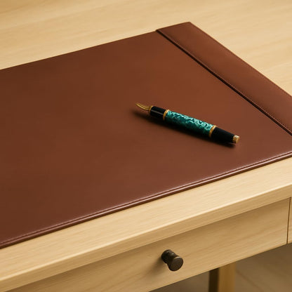 DACASSO Bonded Leather Desk Pad with Side Rails - Luxury Leather Desk Blotter for Writing - Padded Executive Desk Surface Protector - ( Burgundy, 30” x 18”)