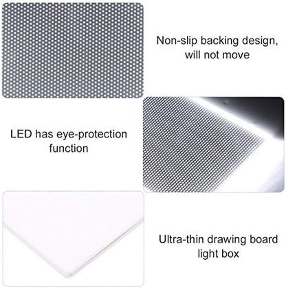 A6 Light Pad for Tracing, Ultra-Thin USB LED Light Box for Drawing, Sketching, Animation, and Diamond Painting, Dimmable Brightness Copy Board for Artists and Kids