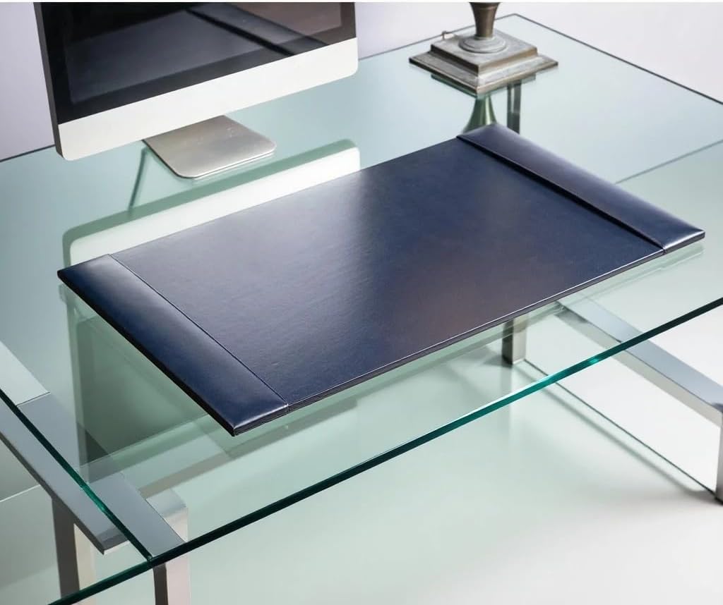 DACASSO Bonded Leather Desk Pad with Side Rails - Luxury Leather Desk Blotter for Writing - Padded Executive Desk Surface Protector - ( Burgundy, 30” x 18”)