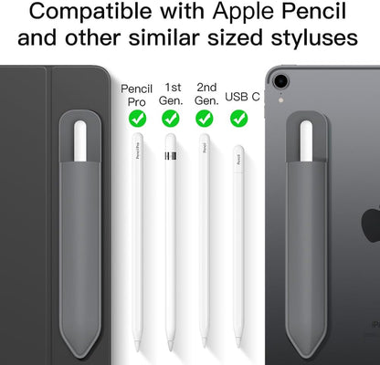 MoKo Pencil Holder Sticker Fit Apple Pencil Pro, Apple Pencil (USB-C), iPencil 1st/2nd Generation, Elastic Pencil Pocket Pouch Adhesive Sleeve Attached to iPad Case for Stylus Pens,Black