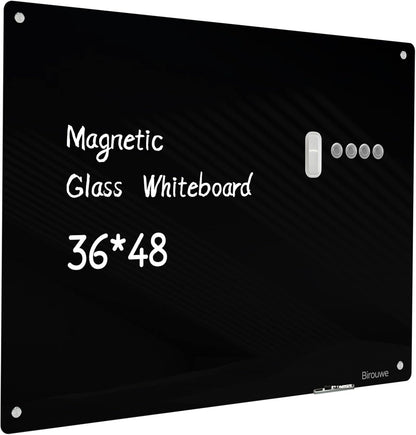 Magnetic Glass Whiteboard - Glass Dry Erase Board 48"x36" Large Frameless Board for Walls Office School and Home