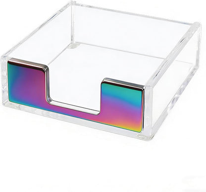 NatSumeBasics Gold Sticky Note Holder Clear Acrylic Yellow Post Note Pad Holders Memo Dispenser Case for Desk Office School Aesthetic Supplies Accessories (Pure Gold)