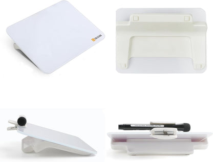 SELEAD Small Dry Erase White Board - 8"x6" Handheld Desktop Glass Clipboard with Pen Holder, Memo Note Whiteboard for Home Office, Reusable Tabletop Writing Teaching Pad